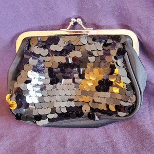 Black sequined coin purse